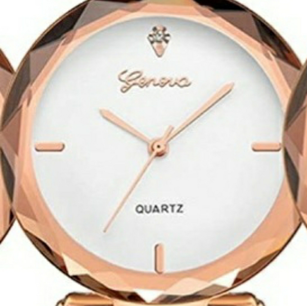 Golden Rose w/Mesh stainless steel watch band.